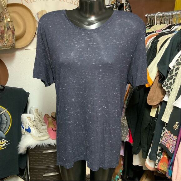 2214. Sandro Paris Unisex XL Speckled Blue Tee Semi sheer - Picture 1 of 5